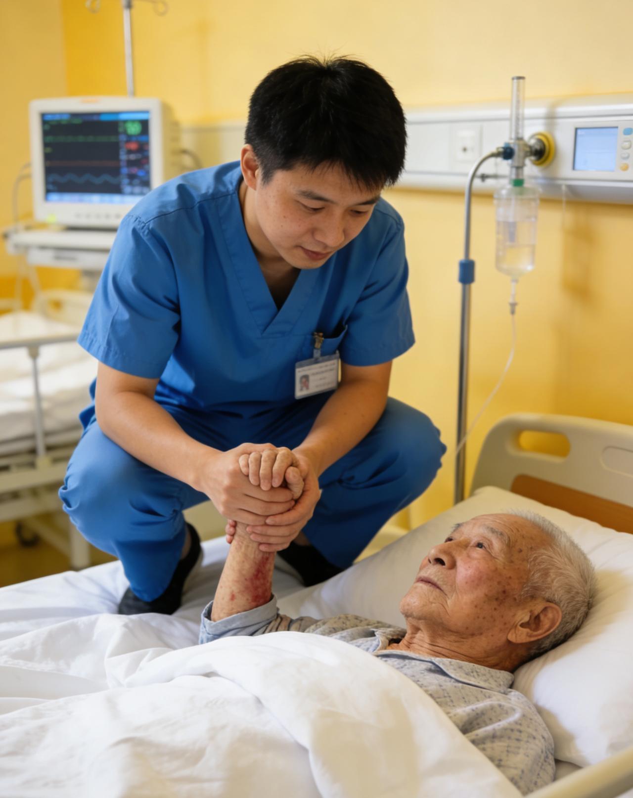 在医院陪护老伴时，和老伴相邻的床位，有一个85岁右右的老头，也在住院，他是患脑出