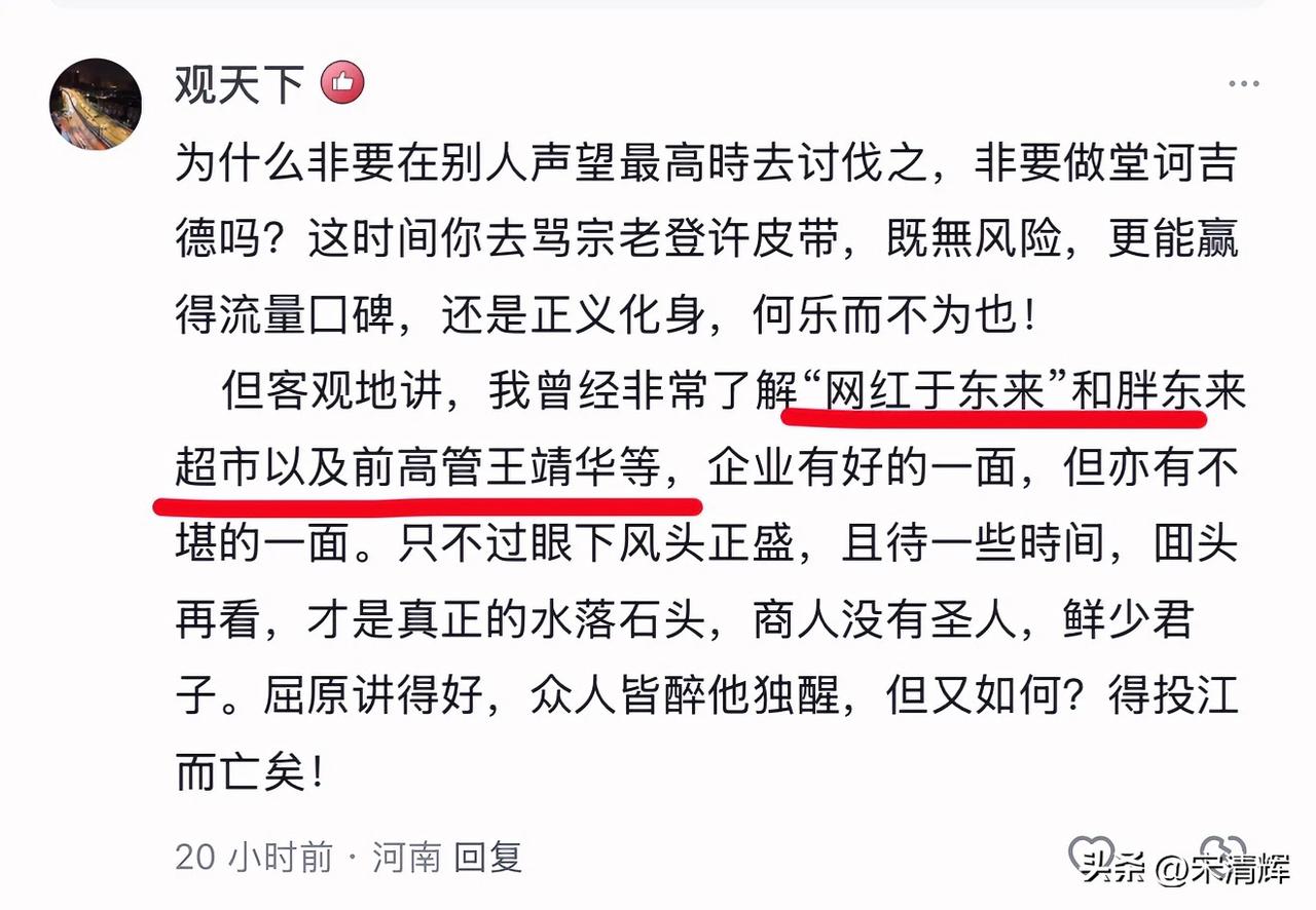 “为什么非要在别人声望最高時去讨伐之，非要做堂诃吉德吗？这时间你去骂宗老登许皮带