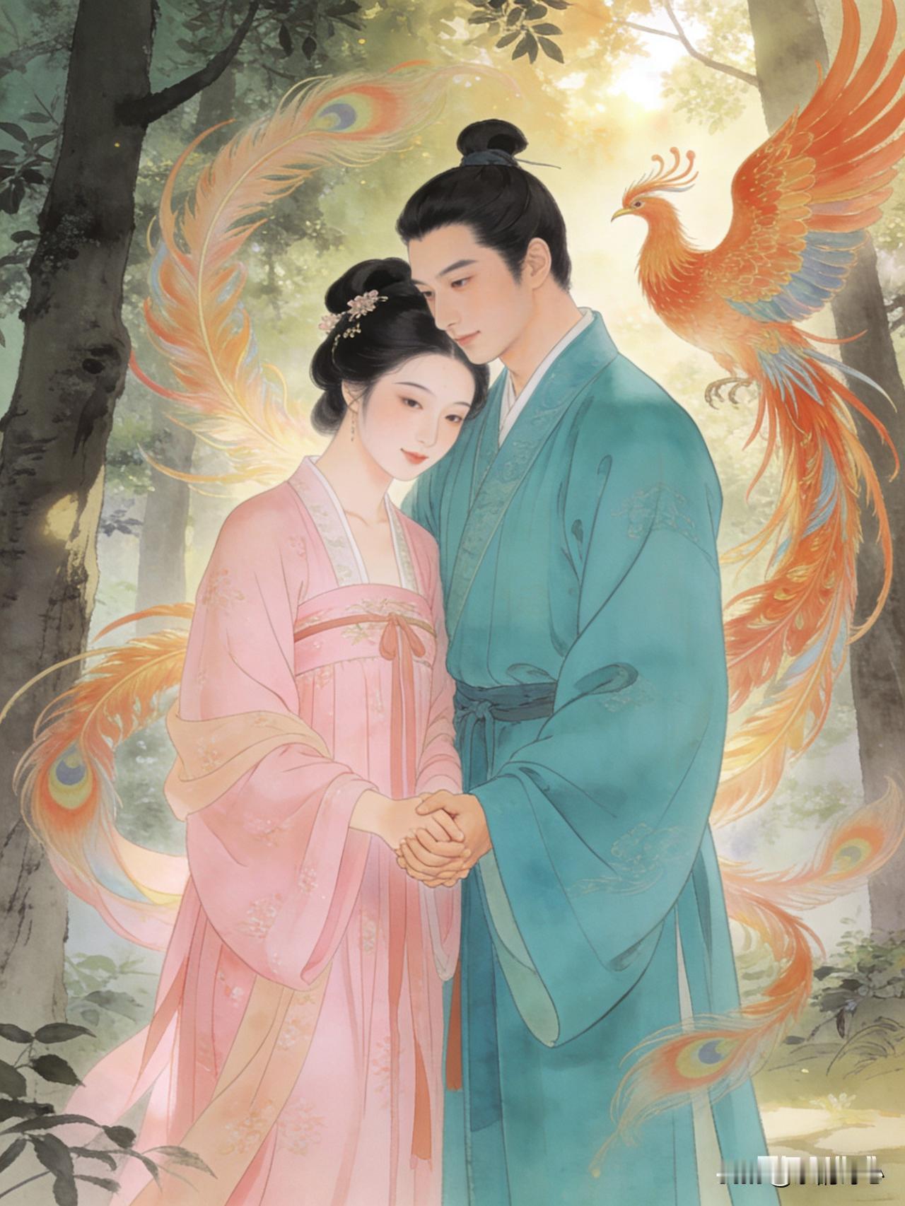 上联:夫妻本是同林鸟，
下联:鸾凤常为绕指柔。
“鸾凤”是传说中象征吉祥、美满的