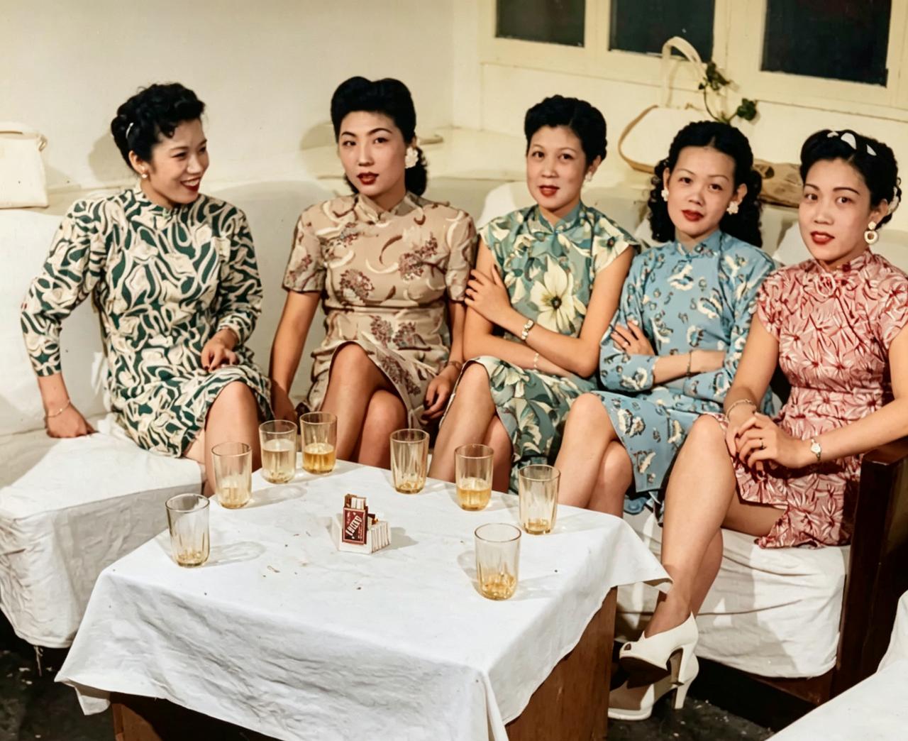 1948年，美国《生活》杂志摄影记者杰克·伯恩斯在上海中央饭店夜总会拍摄的一张照