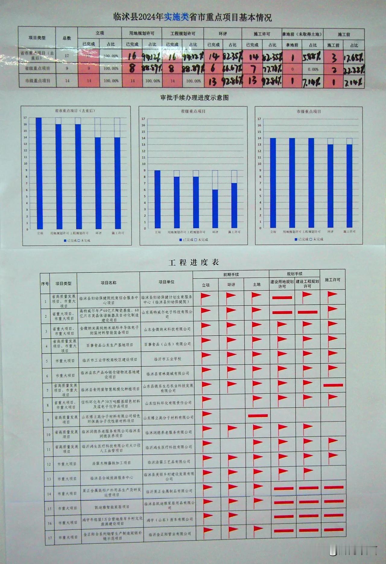 临沭2024年实施类省市重点醒目基本情况