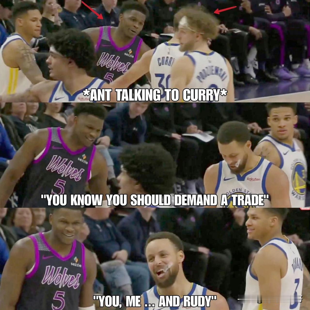 主人发话了！！！爱德华兹邀请库里加入森林狼和戈贝尔组三巨头！

昨天虽然森林狼在