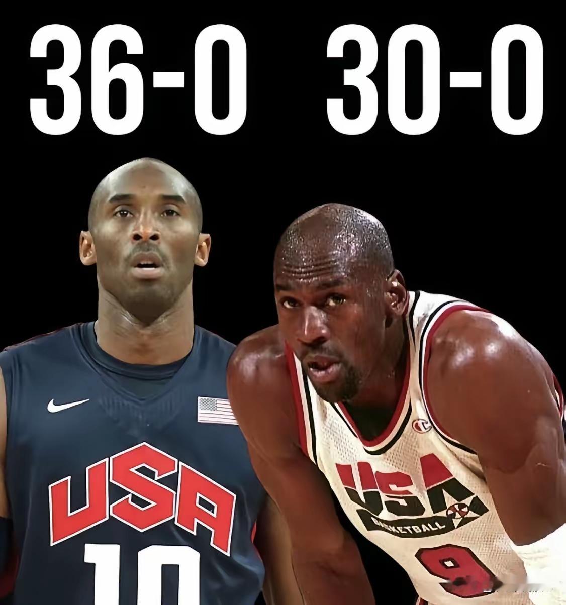 【🏀科比和乔丹代表美国队从未输过】​你知道吗？在代表美国国家队征战的比赛中，科