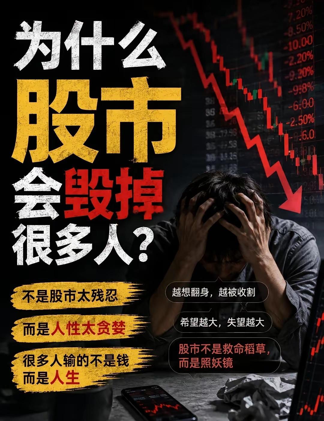 为什么股市会毁掉很多人因为股市最可怕的地方，不是亏钱。而是它会让一个普通人产生一