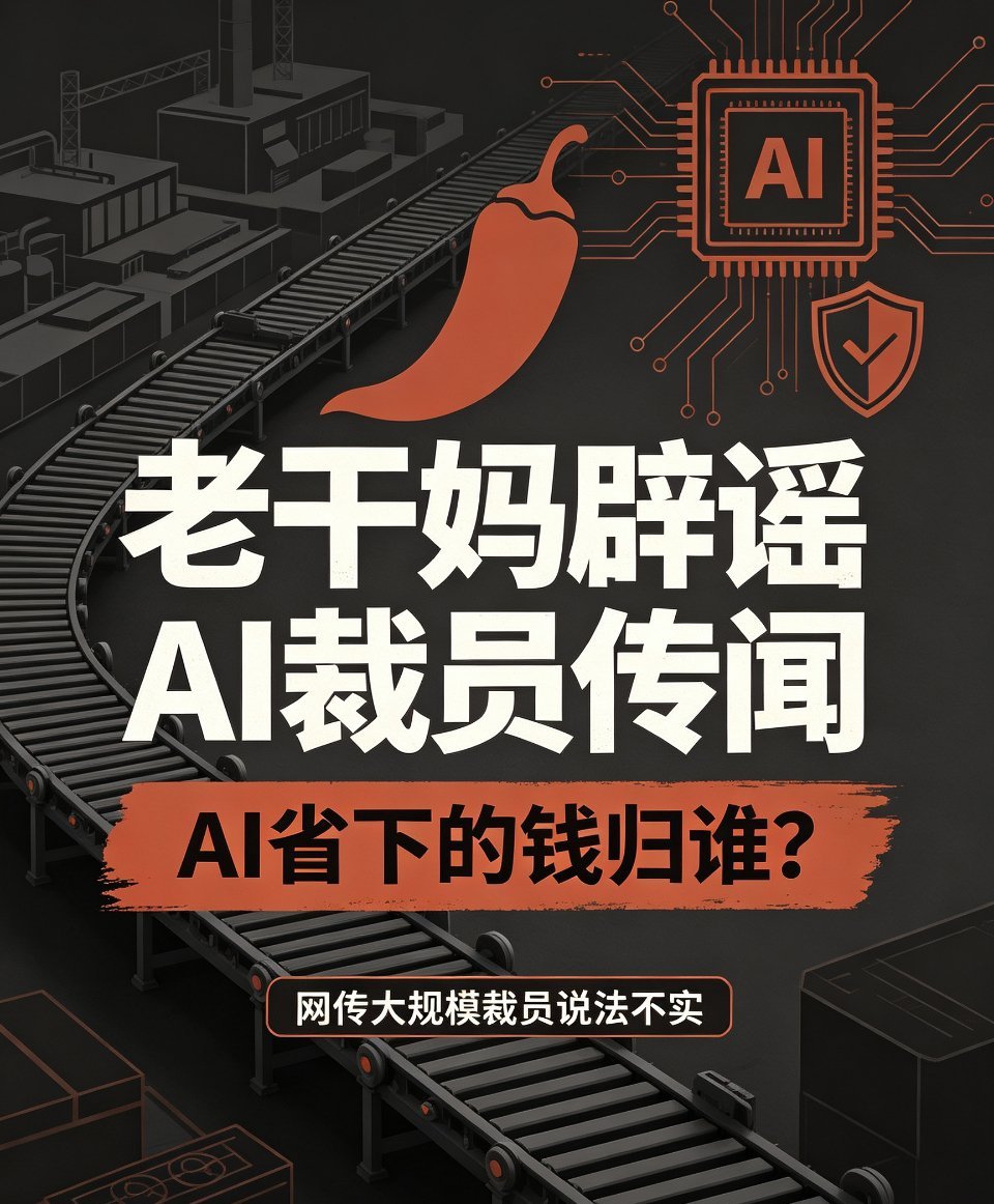 老干妈AI省下的钱归谁老干妈辟谣AI裁员传闻一场技术升级的讨论，演变成全网热议。