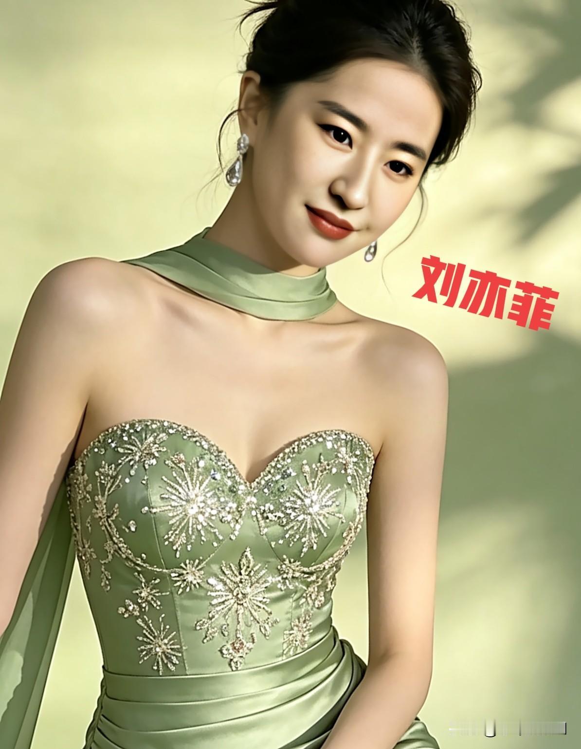 刘亦菲青色造型惊艳绝伦气质优雅让人眼前明星 女明星