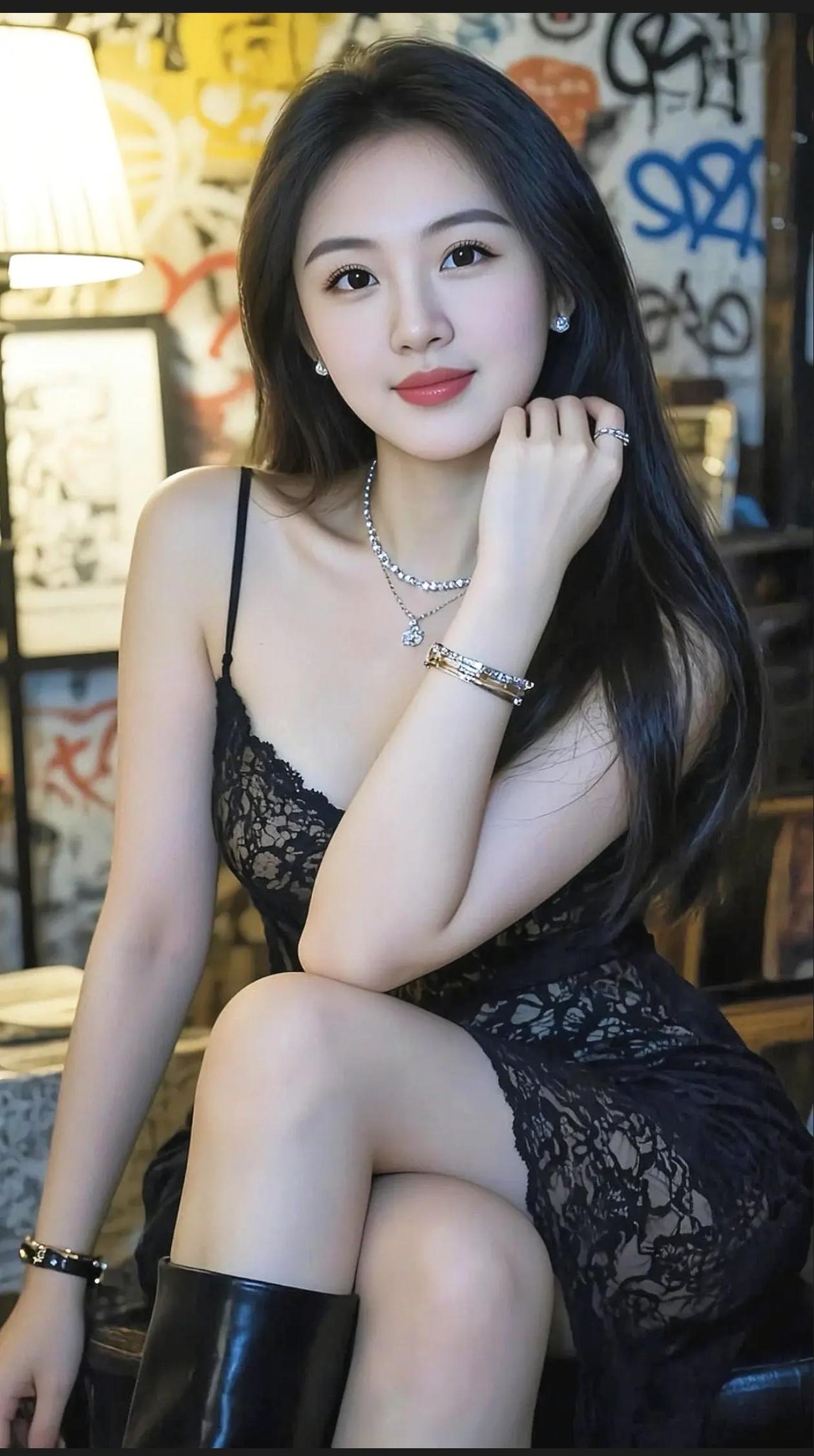 黑衣美人倚，笑语如春风。