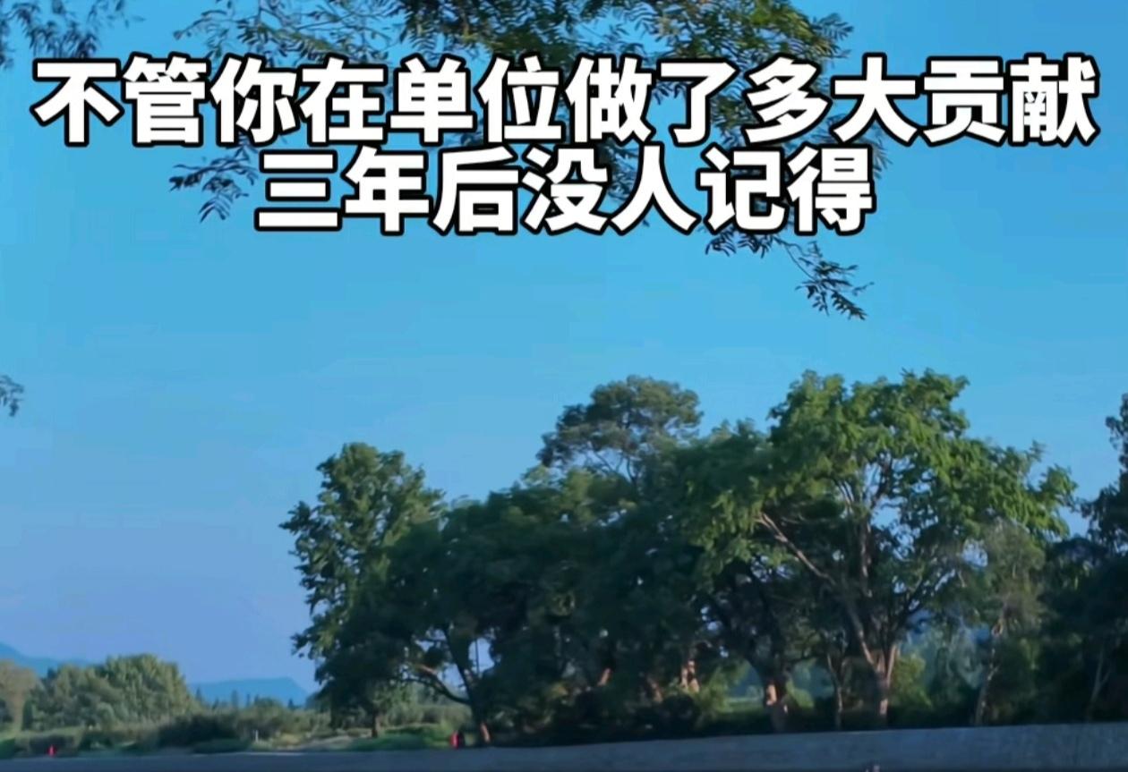 有人说，不管你在单位做了多大的贡献，几年后就没人记得了！

我觉得，我不需要别人