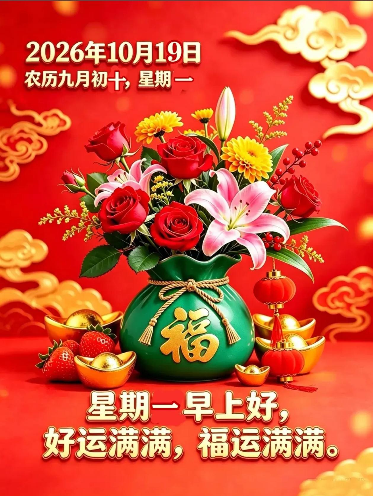 [福]2026./10月19日，哓旭初升，向阳而行，前路宽广[福]
 
金风漫拂