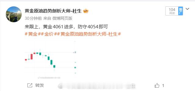 黄金4061多单遗憾止损，这波下跌属实是大意了本想着带领实盘以及微博朋友们收割一