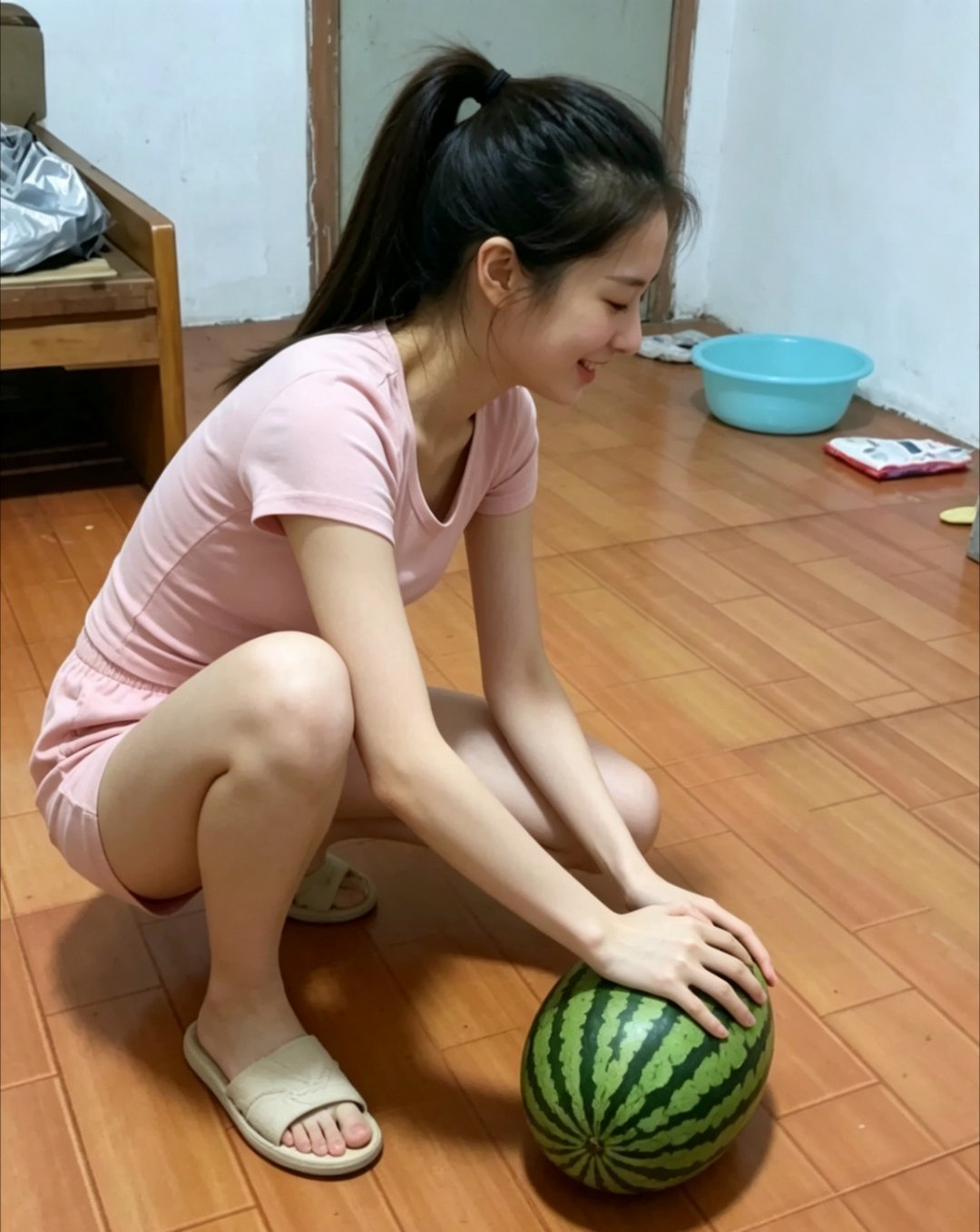 哈哈，分西瓜吃，甜？ 