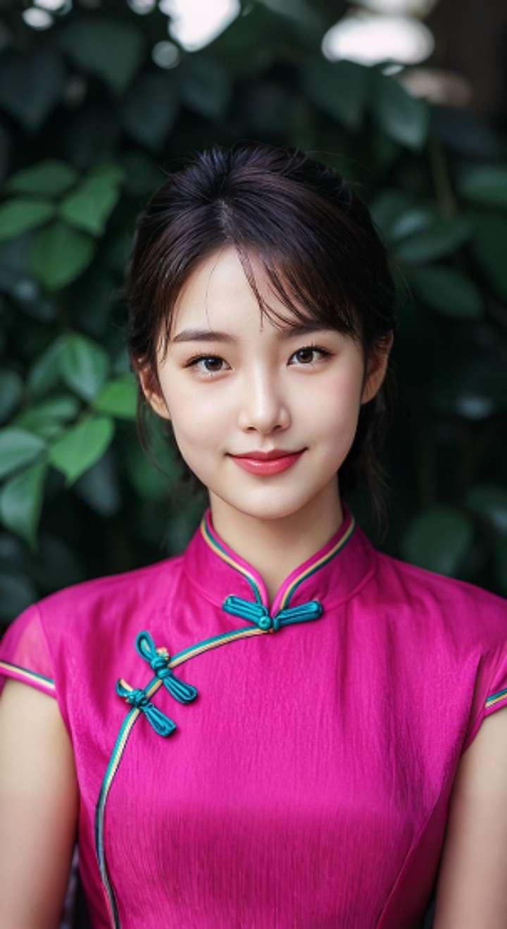 AI扩图 AI艳粉微笑