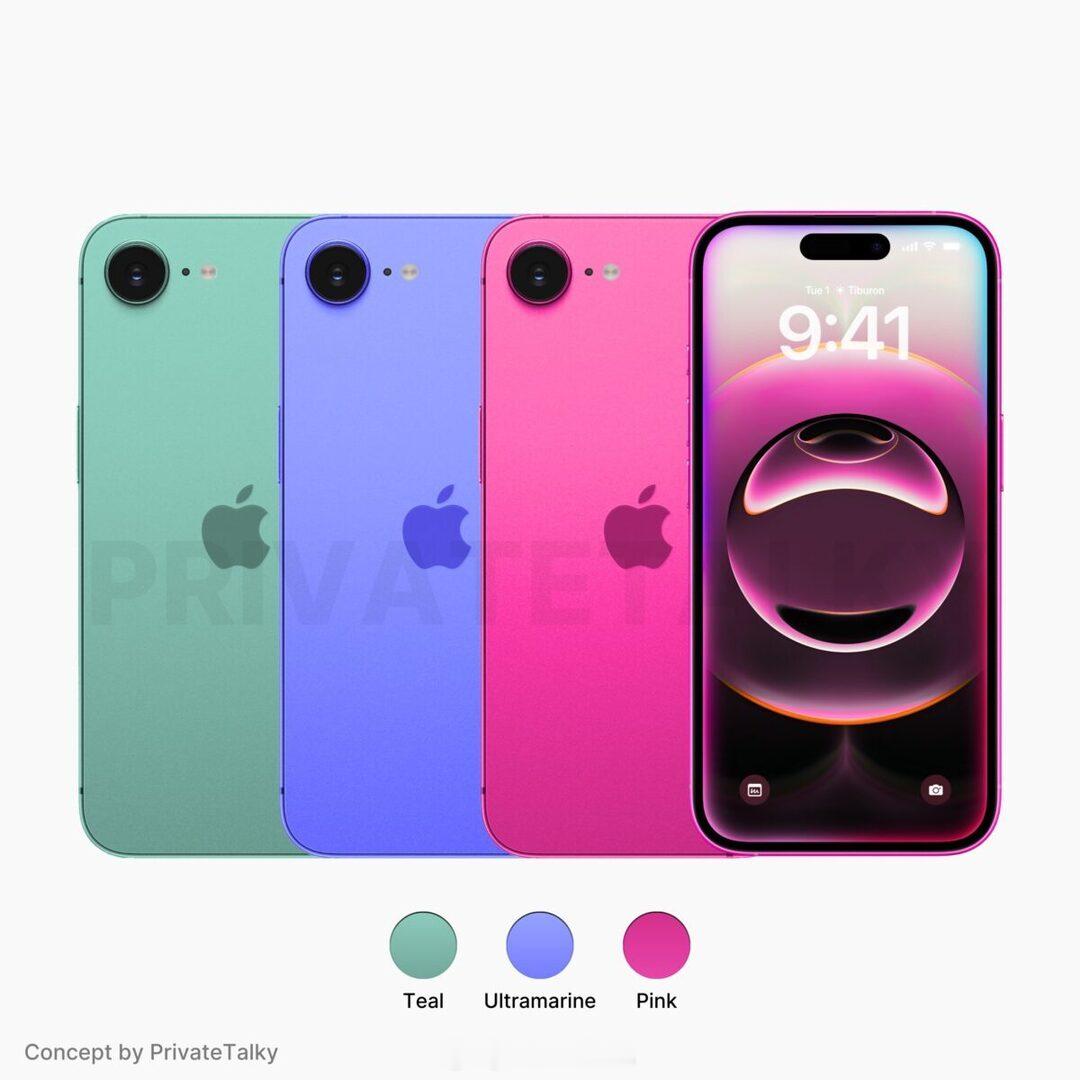 曝iPhone17e将搭载灵动岛 iPhone 17e 还有三款新配色渲染图，看