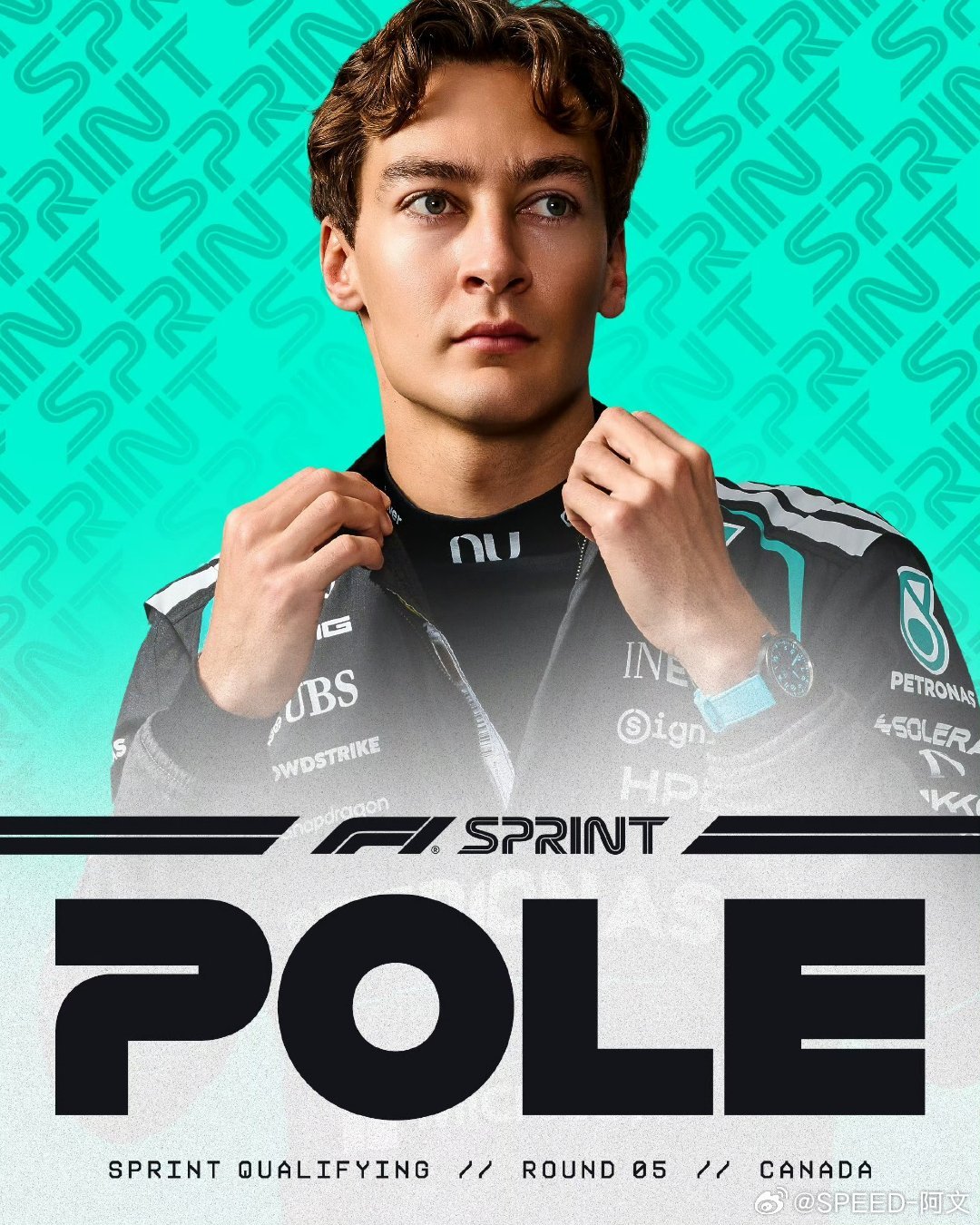 啊，原来这周有F1啊，出差都忙忘了拉塞尔拿下F1加拿大站冲刺赛杆位又是梅赛德斯奔