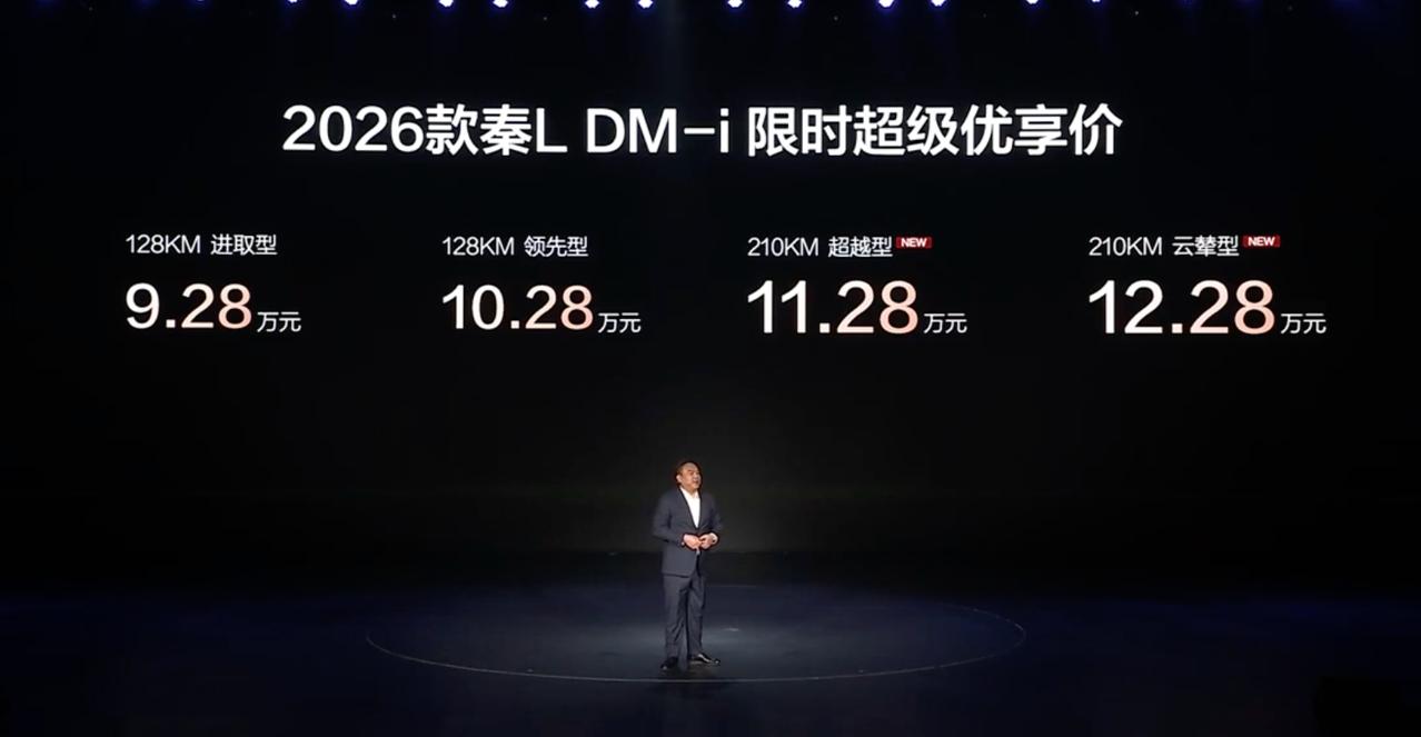 2026款秦L DM-i的210KM版本，购置税补贴后，价格为11.28-12.