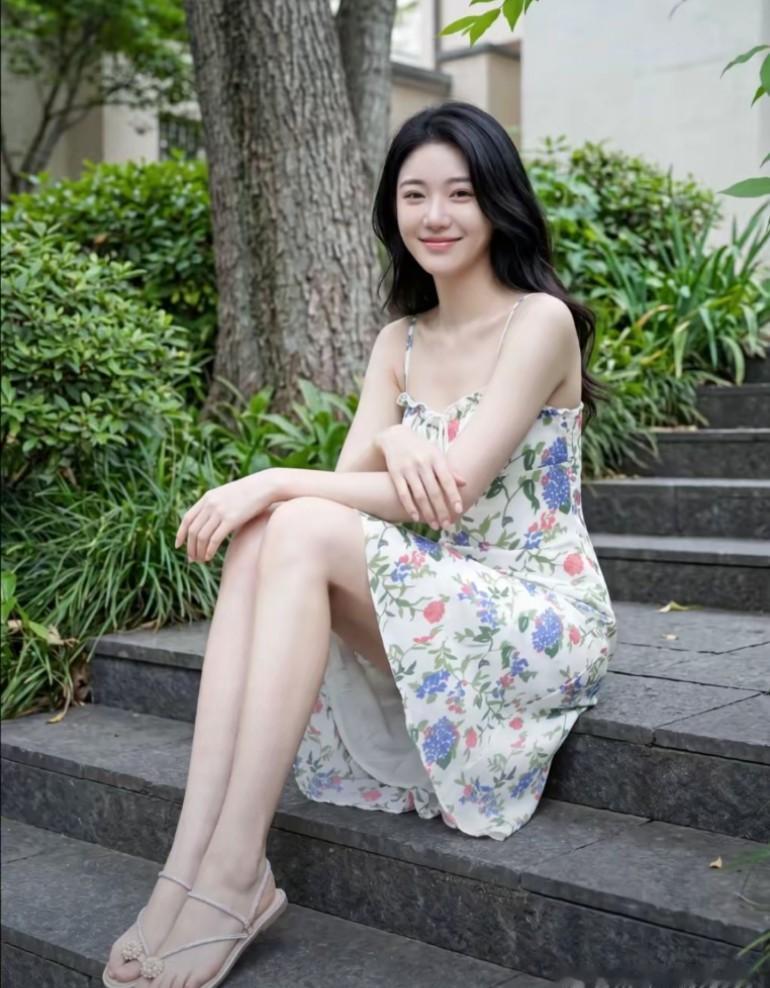 碎花连衣裙的美女笑容很甜美
这是对幸福生活的向往