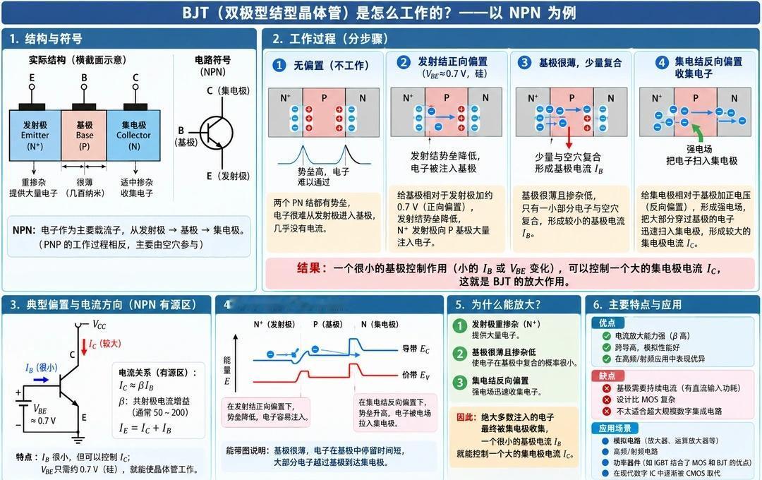 终于知道BJT是干啥的了
BJT 和 MOSFET最好合在一起看：
BJT的ba