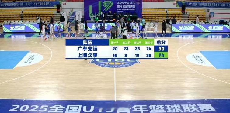 今晚结束的一场全国U19青年篮球联赛小组赛，广东以90比74击败上海，陈家政28