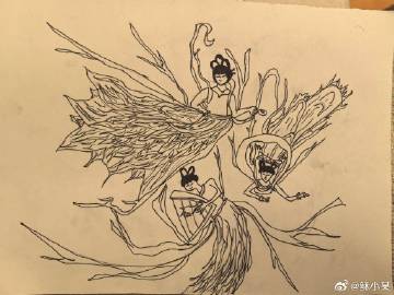 👦：请欣赏我的作品。<br />👩：哇塞！飞天？<br />👦...