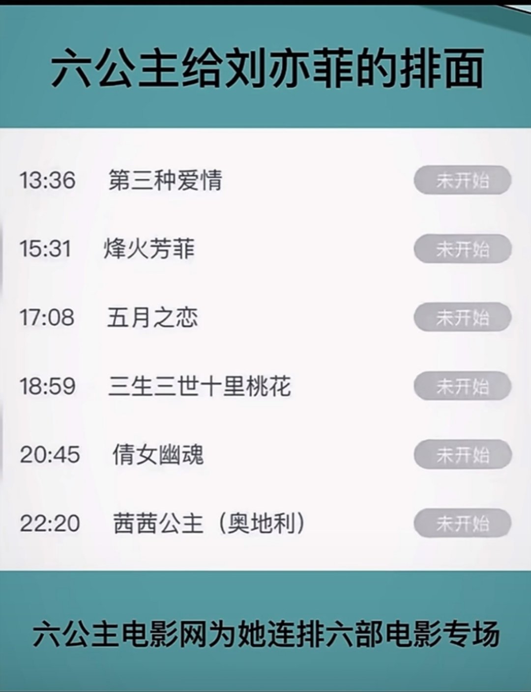生日那天安排了刘亦菲那么多电影播放[笑cry] ​​​