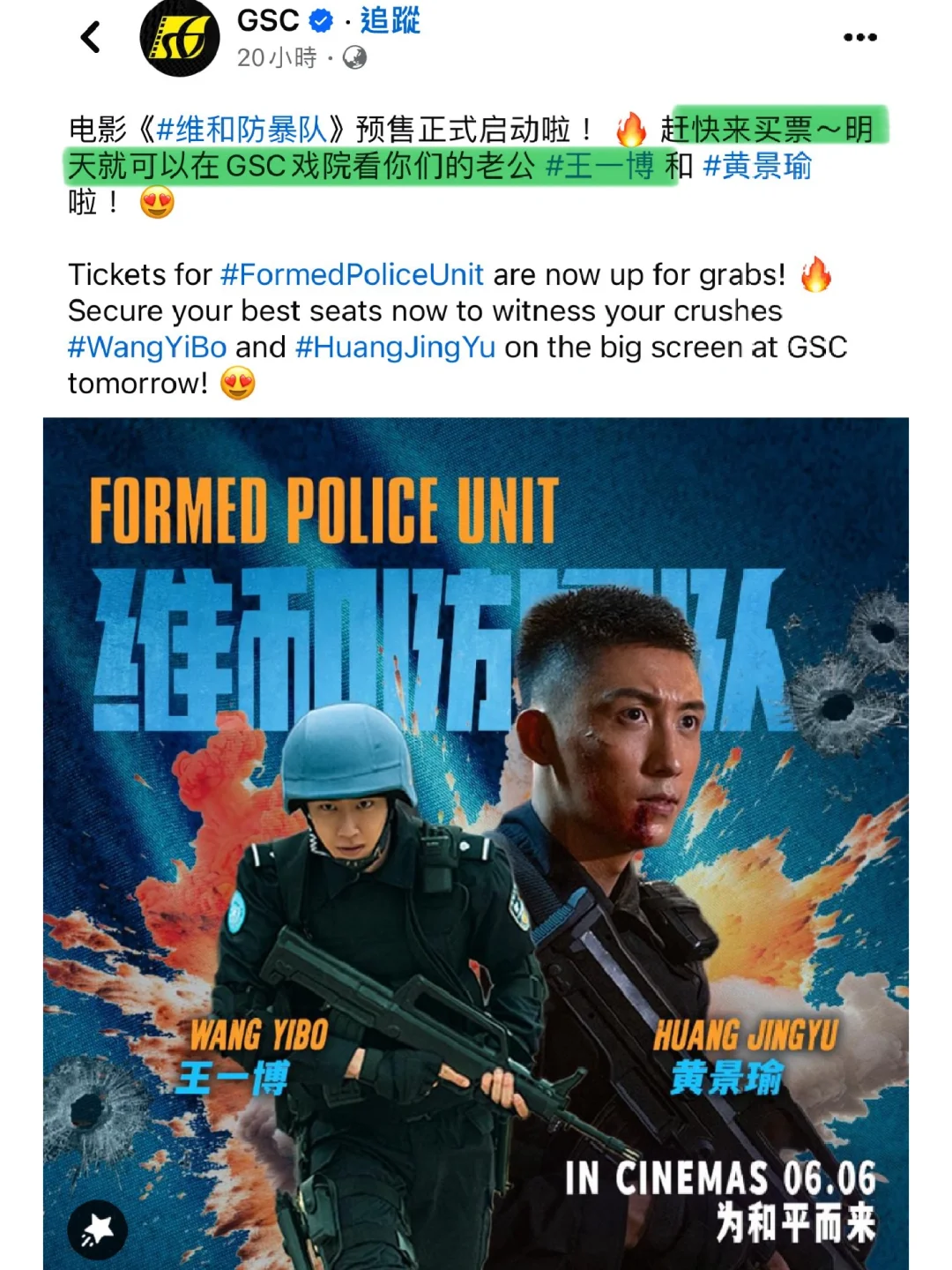 馬來西亞發行你好會哦😆王一博《維和防暴隊》