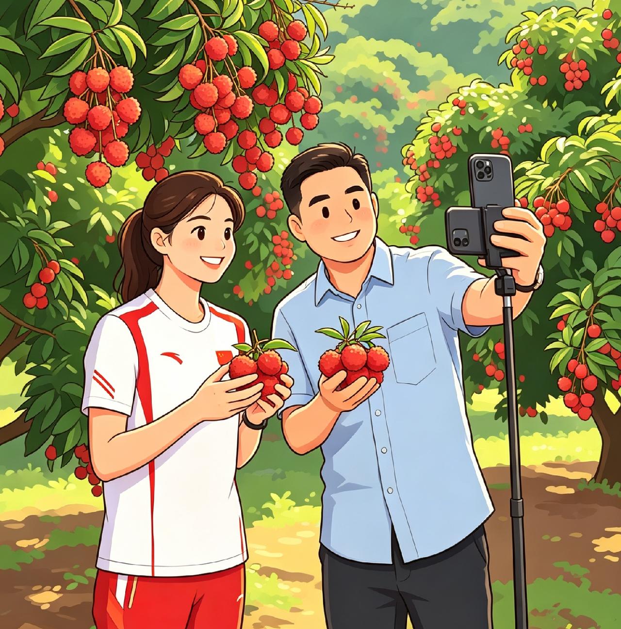 全进华和张家齐在广东卖荔枝助农，很有缘份，以后在三农路上常合作，虽然全进华学历低