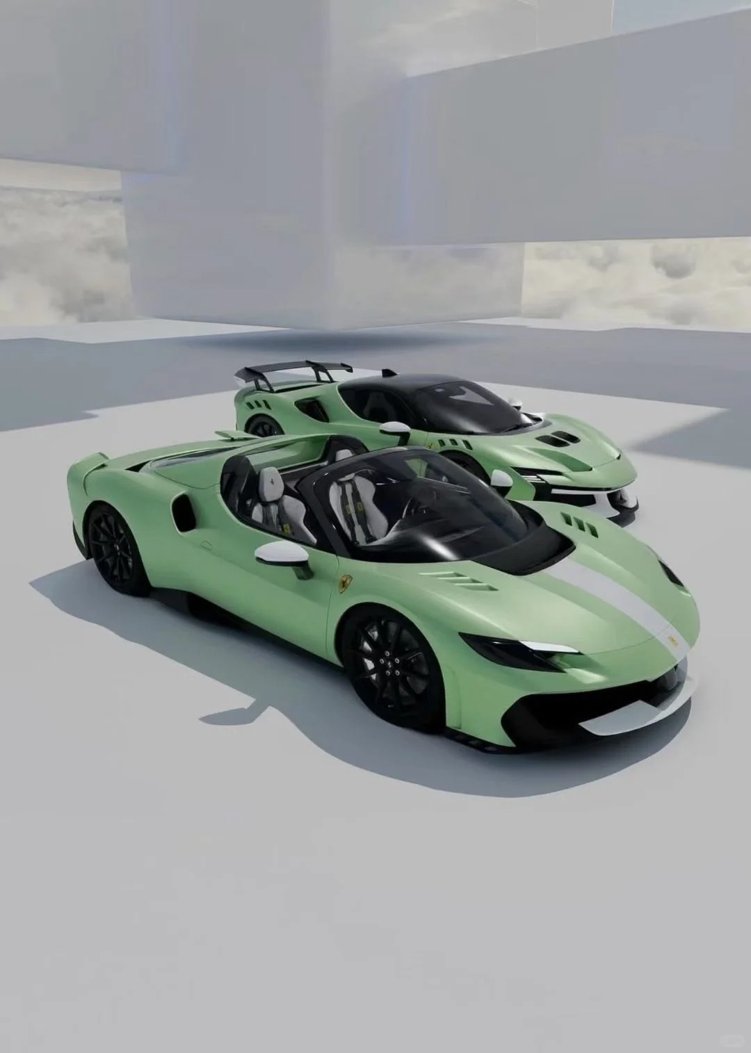 青苹果色的法拉利296 SPA，带给你一天好心情~绝美车片