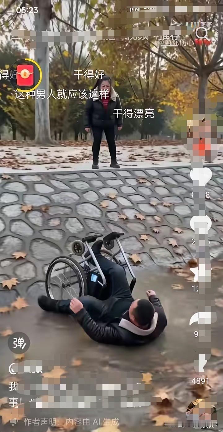干的漂亮，我要是不反抗，你真拿我当病猫呢！

妻子正推着丈夫遛弯，丈夫突然猛地转