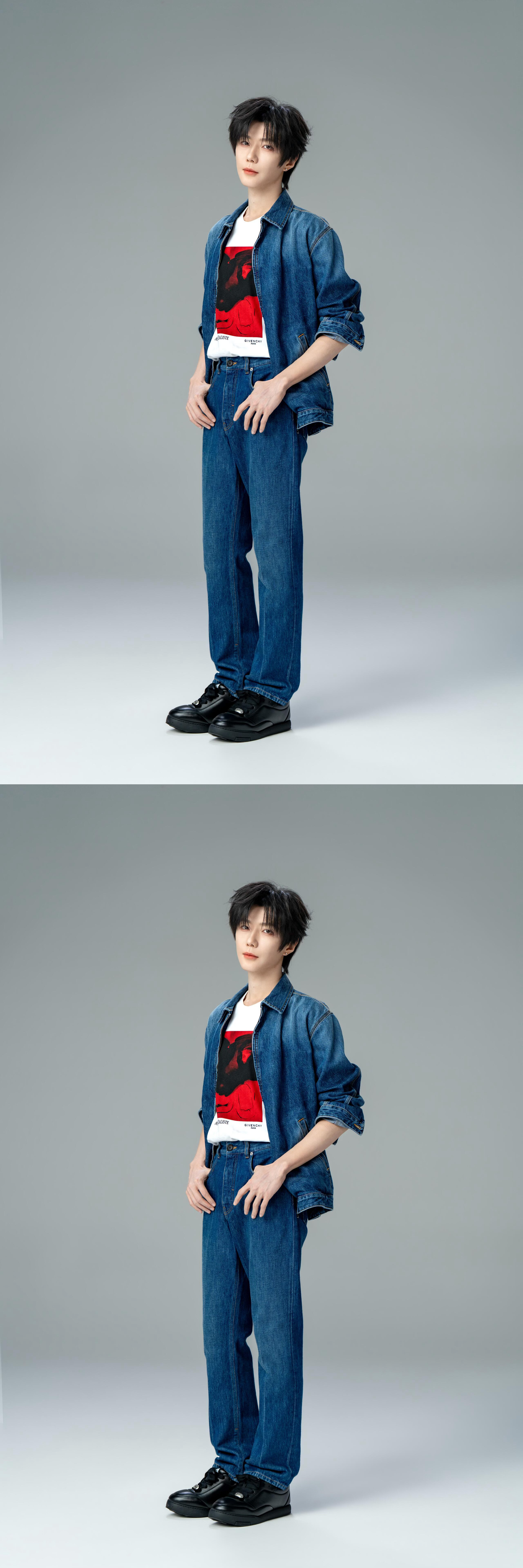 郝熠然牛仔风ootd 郝熠然晒牛仔风ootd大片 纪梵希牛仔套装look 帅气十
