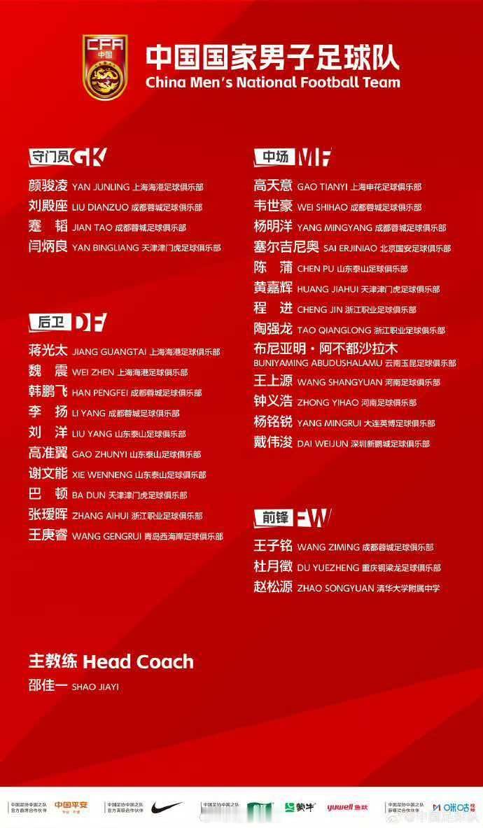 6名05后小将进国足国足公布了9-10月的30人集训名单，其中多名小将入选。国足