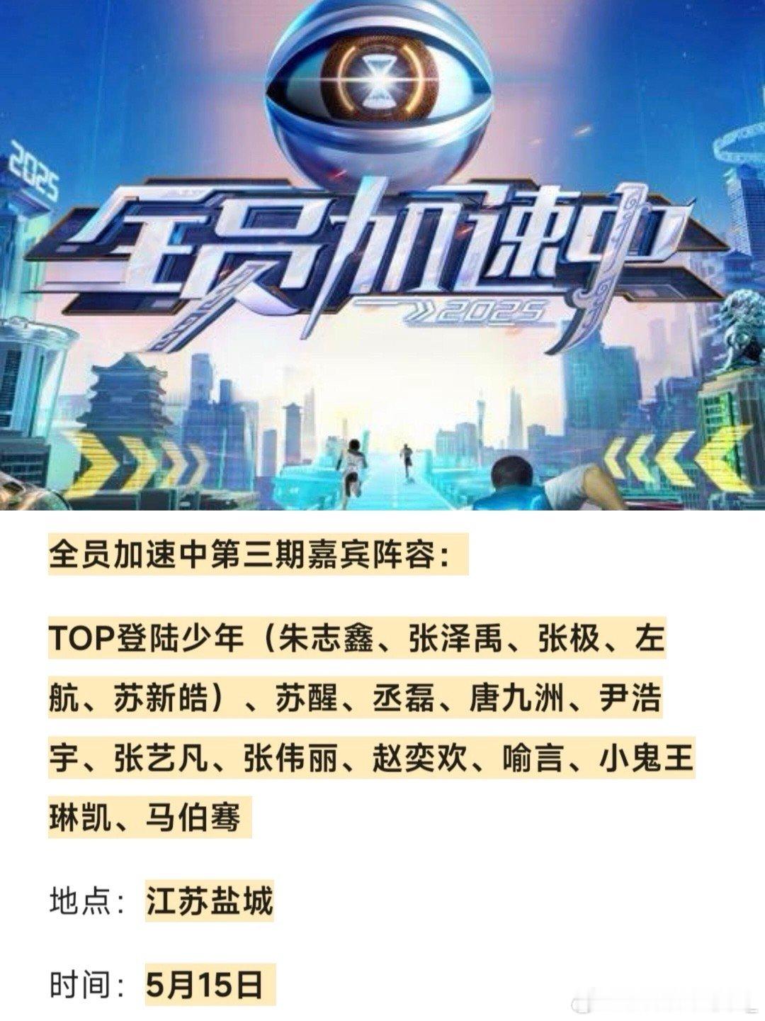 全员加速中第三期嘉宾阵容：TOP登陆少年（朱志鑫、张泽禹、张极、左航、苏新皓）苏