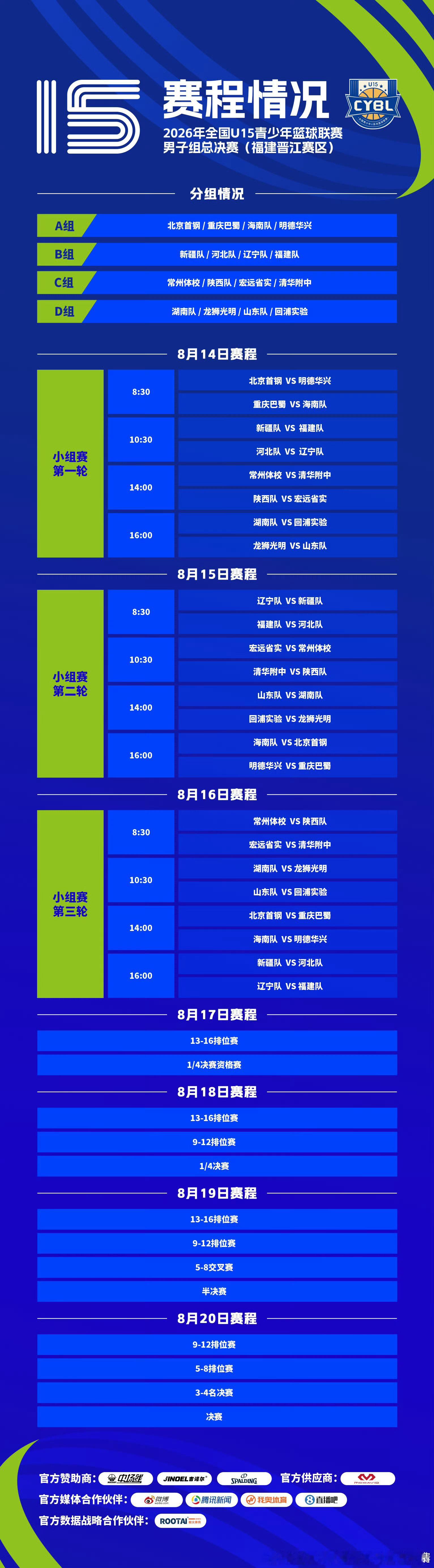 全国u15青少年篮球联赛U15赛程来了～CBA