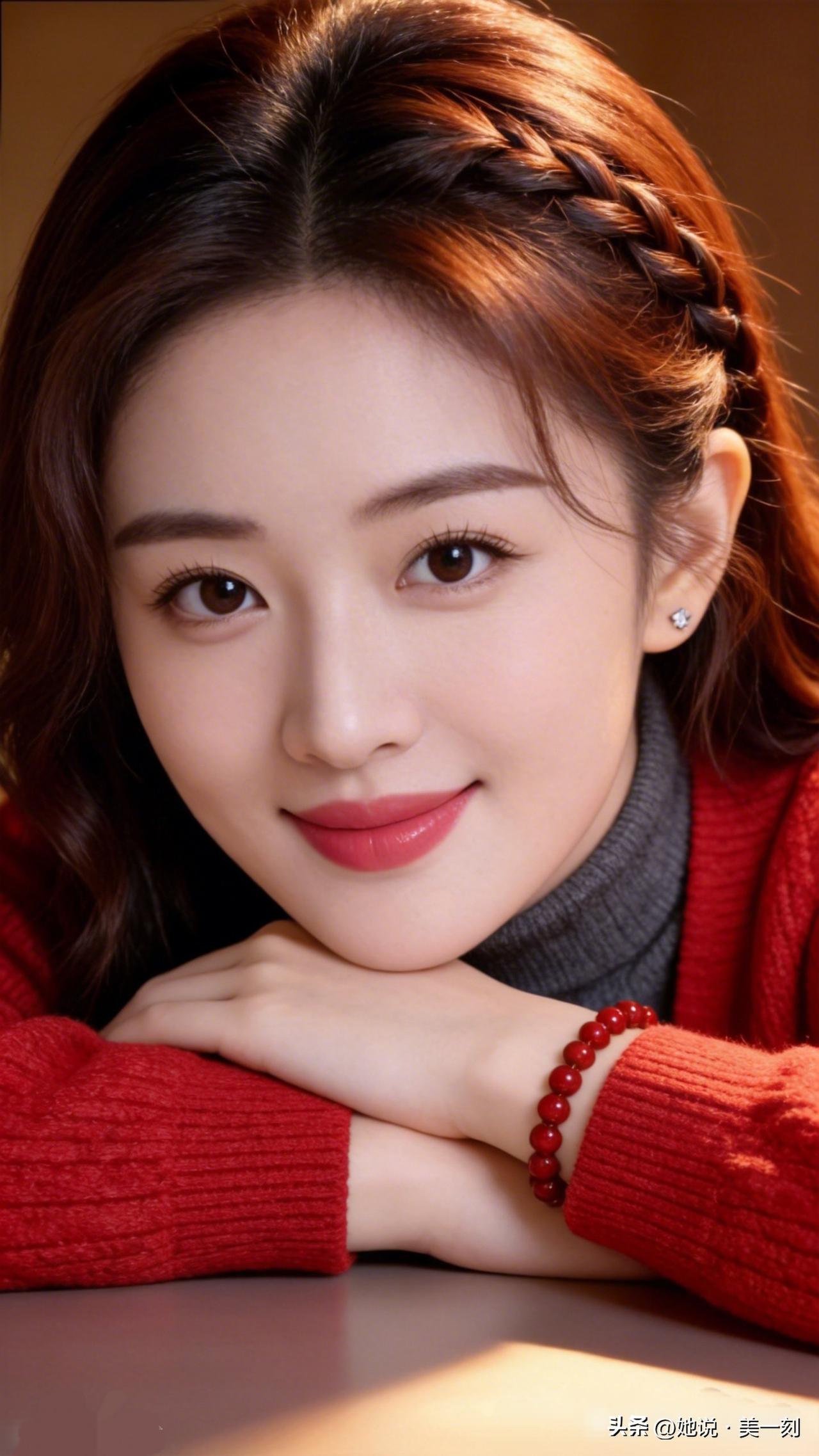 甜美笑容，红衣少女，温暖冬日🌟女人最耐看的长相是什么样的