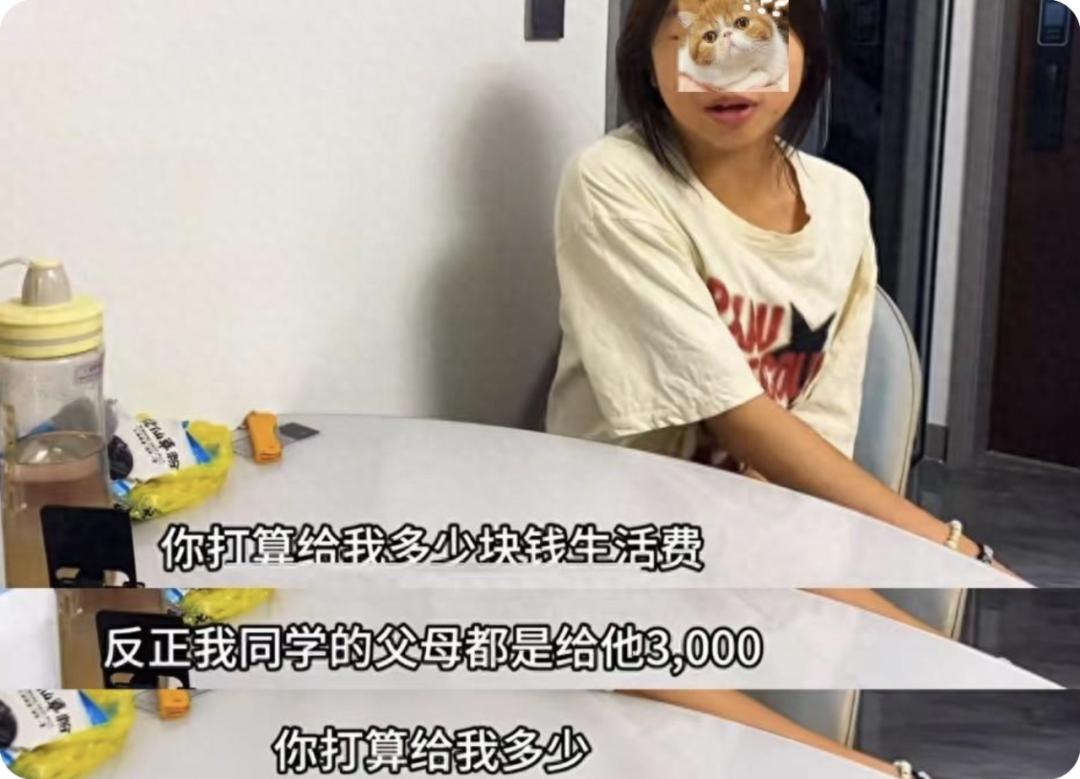 2024年8月，江西一即步入大学的女儿，向父亲索要3000 元一个月的生活费！爸