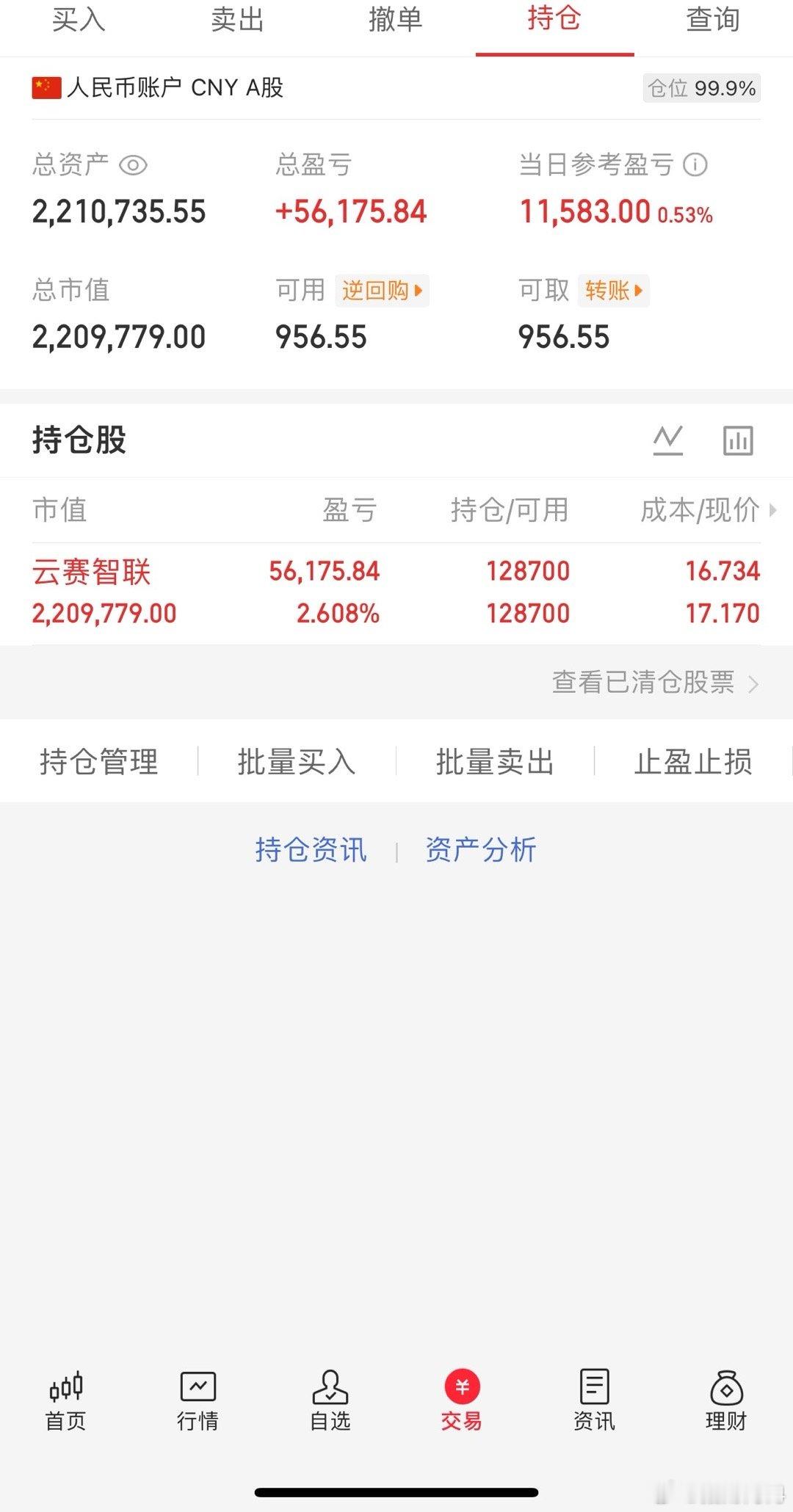 家人们目前我还继续持仓云赛智联   有操作我会及时更新给大家！看到的朋友点赞评论