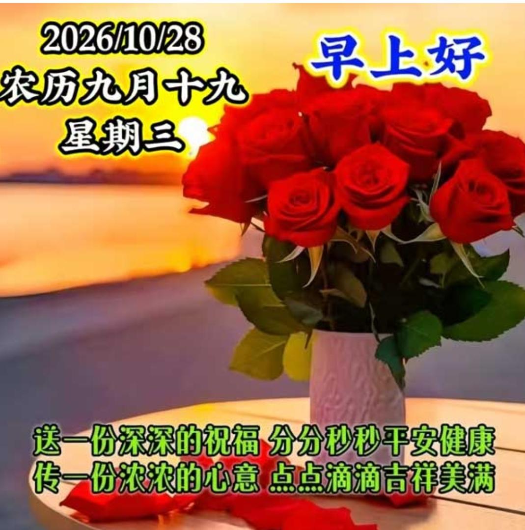 秋意正浓天渐凉，
正是金秋好时光；
日渐短，夜更长，
我的问候在身旁；
一场秋雨