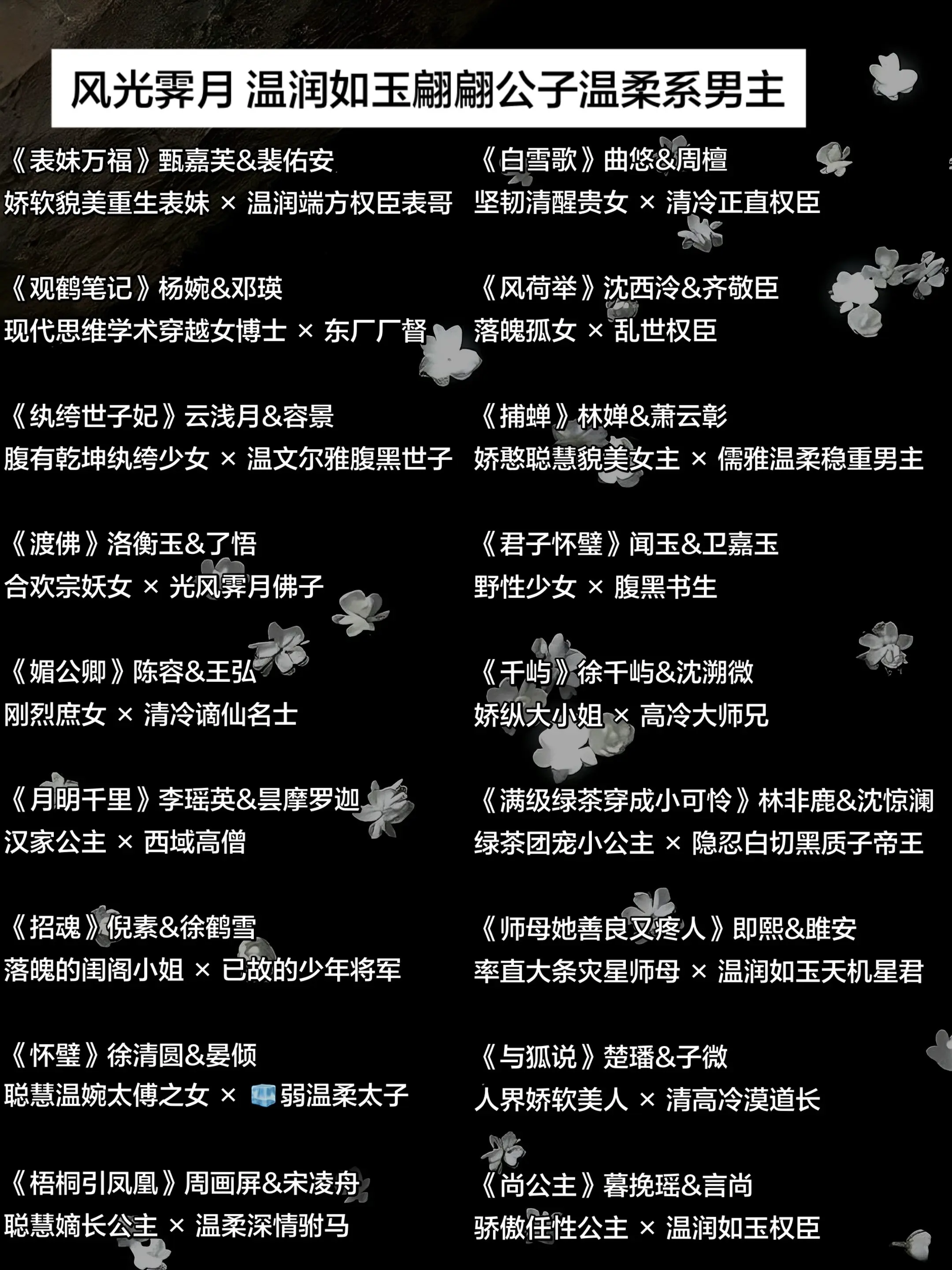 风光霁月 温润如玉翩翩公子温柔系男主。
