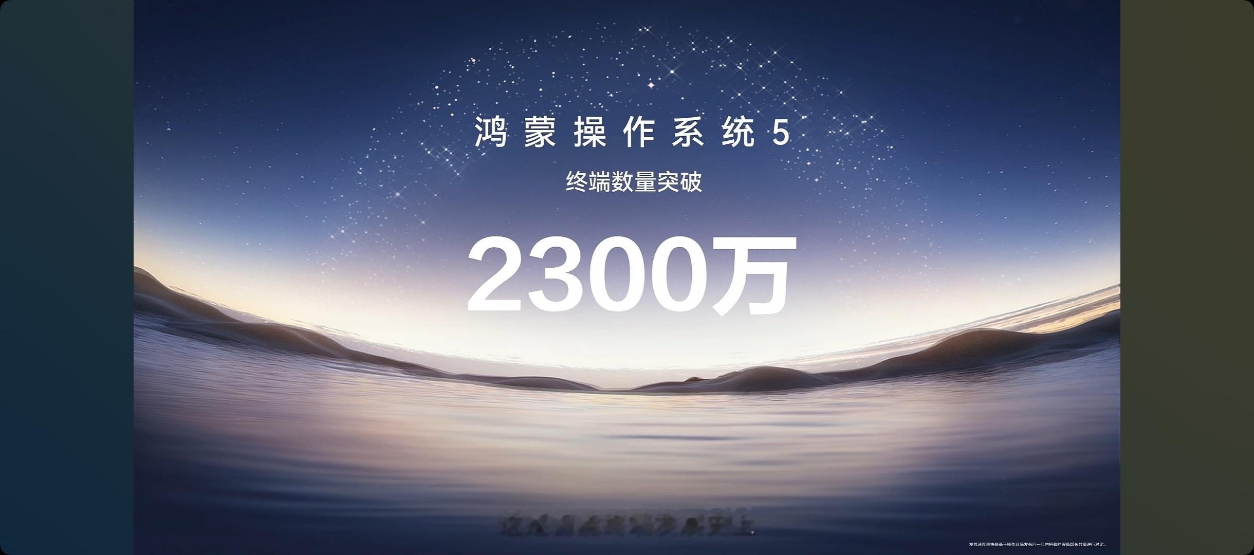 鸿蒙系统5的终端数量已经突破2300万。 ​​​
