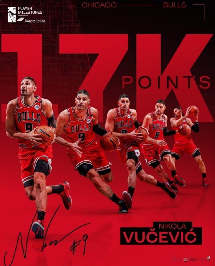 NBA最稳定的蓝领，武切维奇职业生涯总得分破17000分!

在今天公牛与步行者