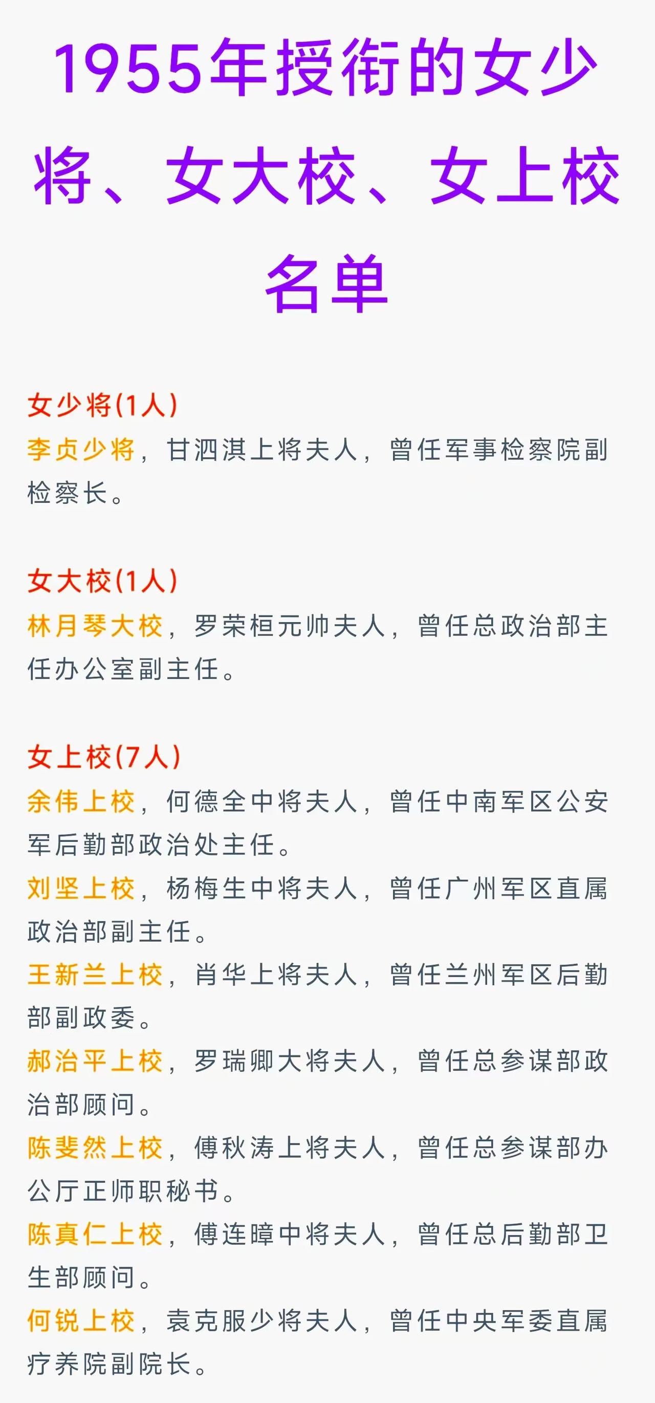 我军虽走出了4位开国女大校，实际上在1955年首批授衔中，仅有1位开国女大校，她