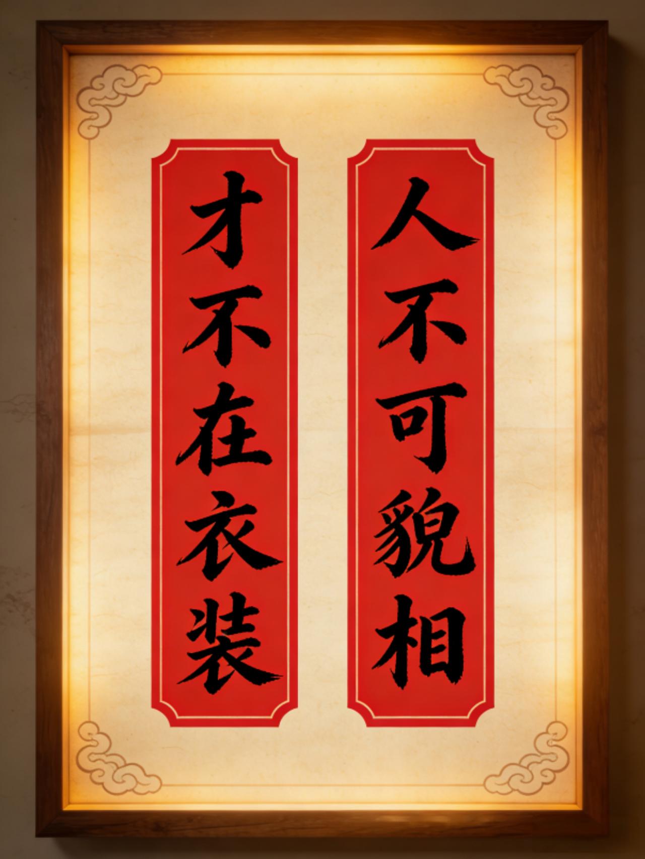 上联是：人不可貌相，怎么对下联上联：人不可貌相，下联：才不在衣装。