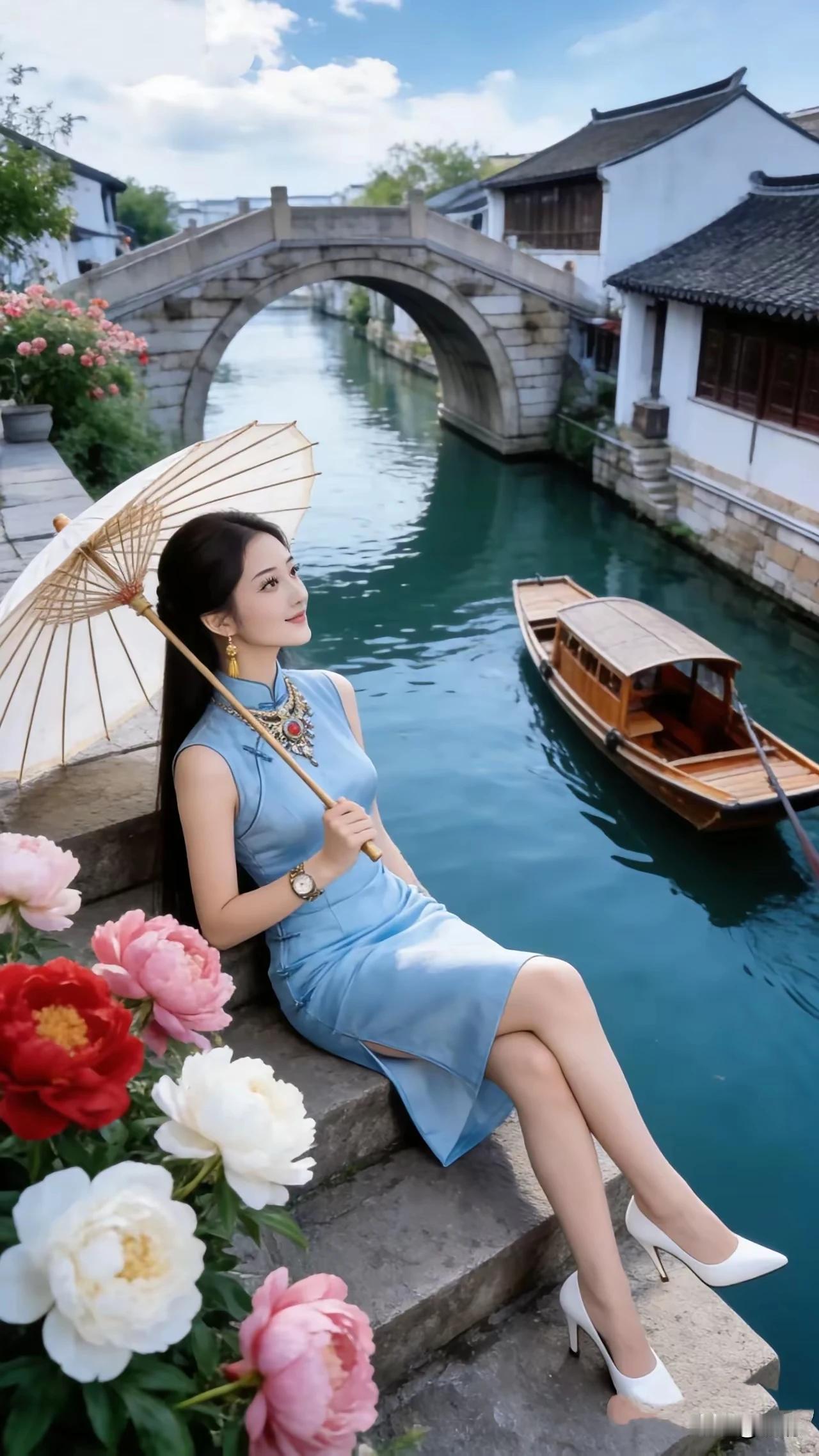江南水乡，旗袍雅韵。
一把折扇，一把雨伞。
流动风景，精彩纷呈。