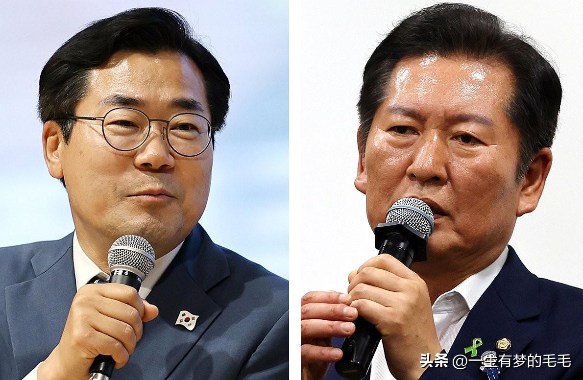 7月12日韩国共同民主党党首选举进入关键阶段，候选人郑清来与朴赞大在登记后的首个