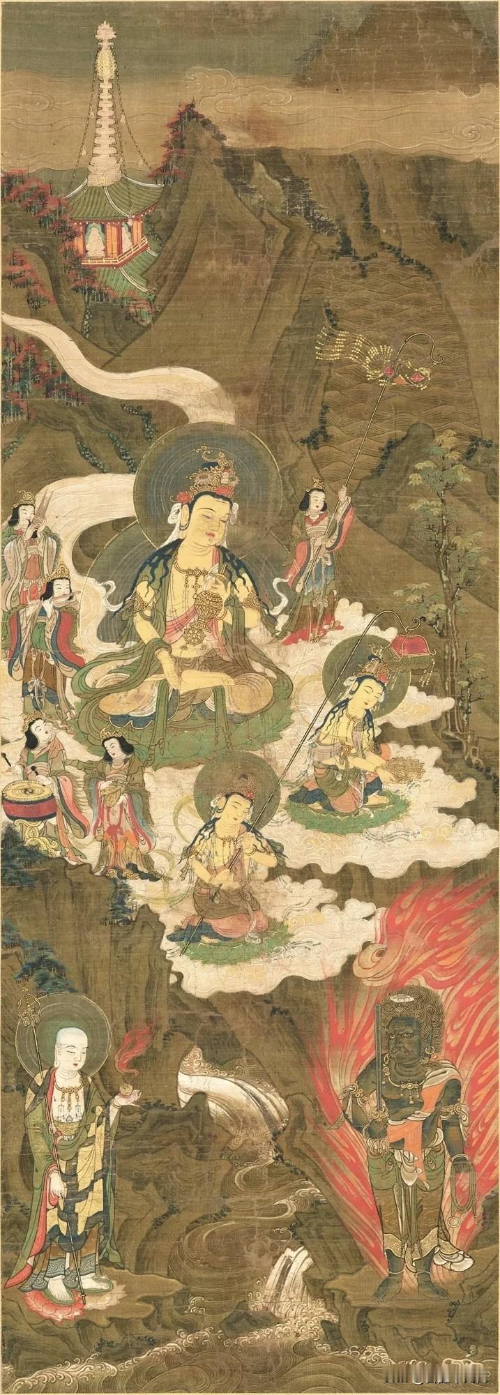 日本奈良藏14世纪古佛画！弥勒来迎图，罕见地藏+不动明王同框
 
很多人只知道敦