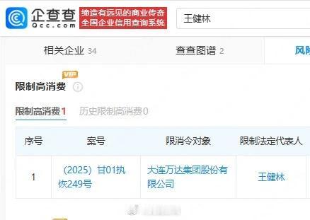 王健林也被限制高消费了，这消息一出来属实让人有点意外。据企查查消息，大连万达集团
