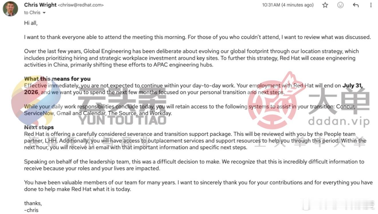 一个刚刚落地的重磅消息。就在今天，2026年4月9日，开源巨头红帽（Red Ha