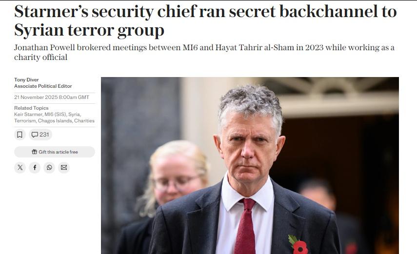 英国首相斯塔默的国家安全顾问此前曾建立英国情报部门与HTS的沟通渠道，根据我们的