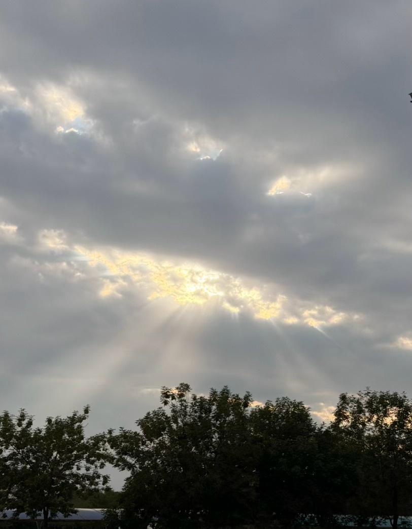 天津的天气咋了 每逢高考必下雨 
永远不知道一秒是晴是雨
捕捉一张云层下的丁达尔