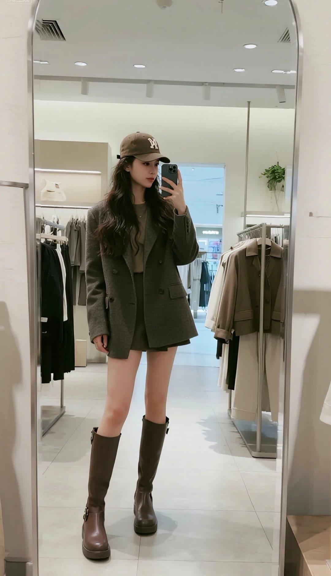 分享时尚穿搭心得靴子大衣穿搭