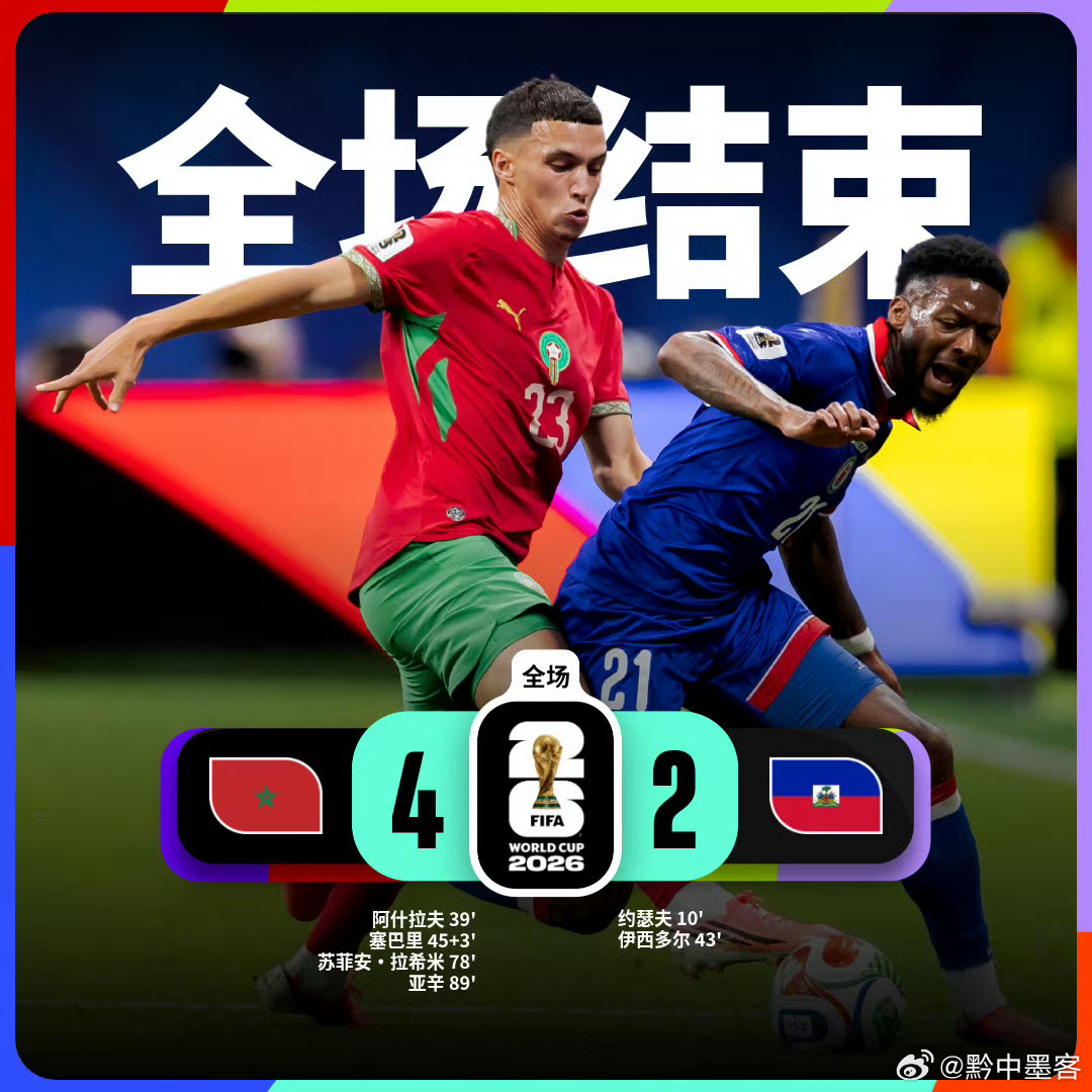 体育比赛美加墨世界杯摩洛哥4比2海地2026美加墨世界杯 美加墨世界杯小组赛C组